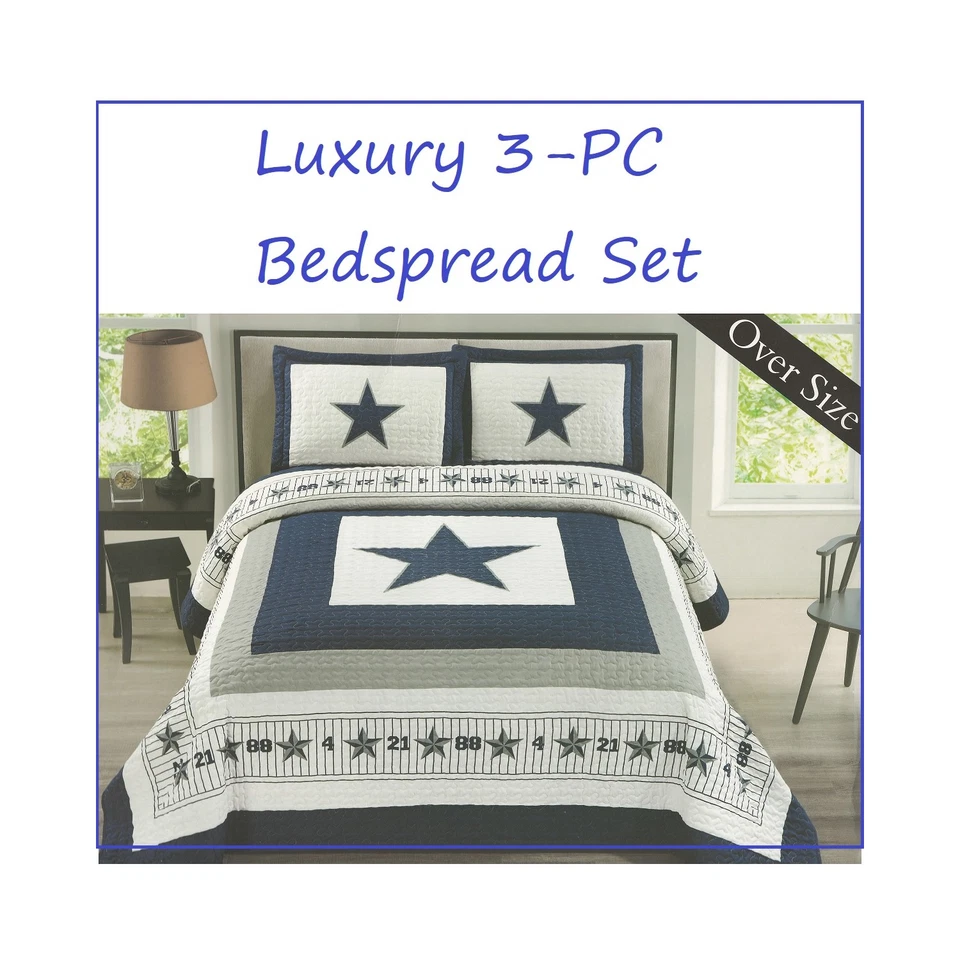 Juego de colcha acolchada de 3 piezas Dallas Cowboys Blue Star colcha acolchada king Foto 2 de 2