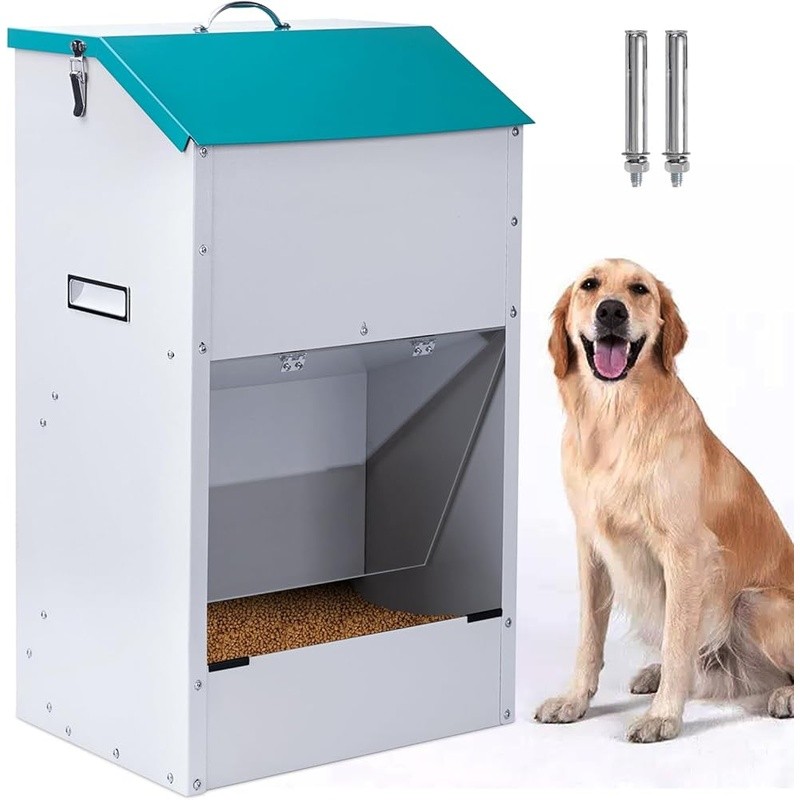 Automatic Dog Feeder Gravity Door Galvanized Steel Durable Multiple Dogs New