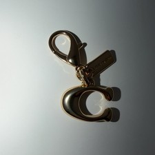 Coach Signature C Purse Charm Gold Tone Key Chain