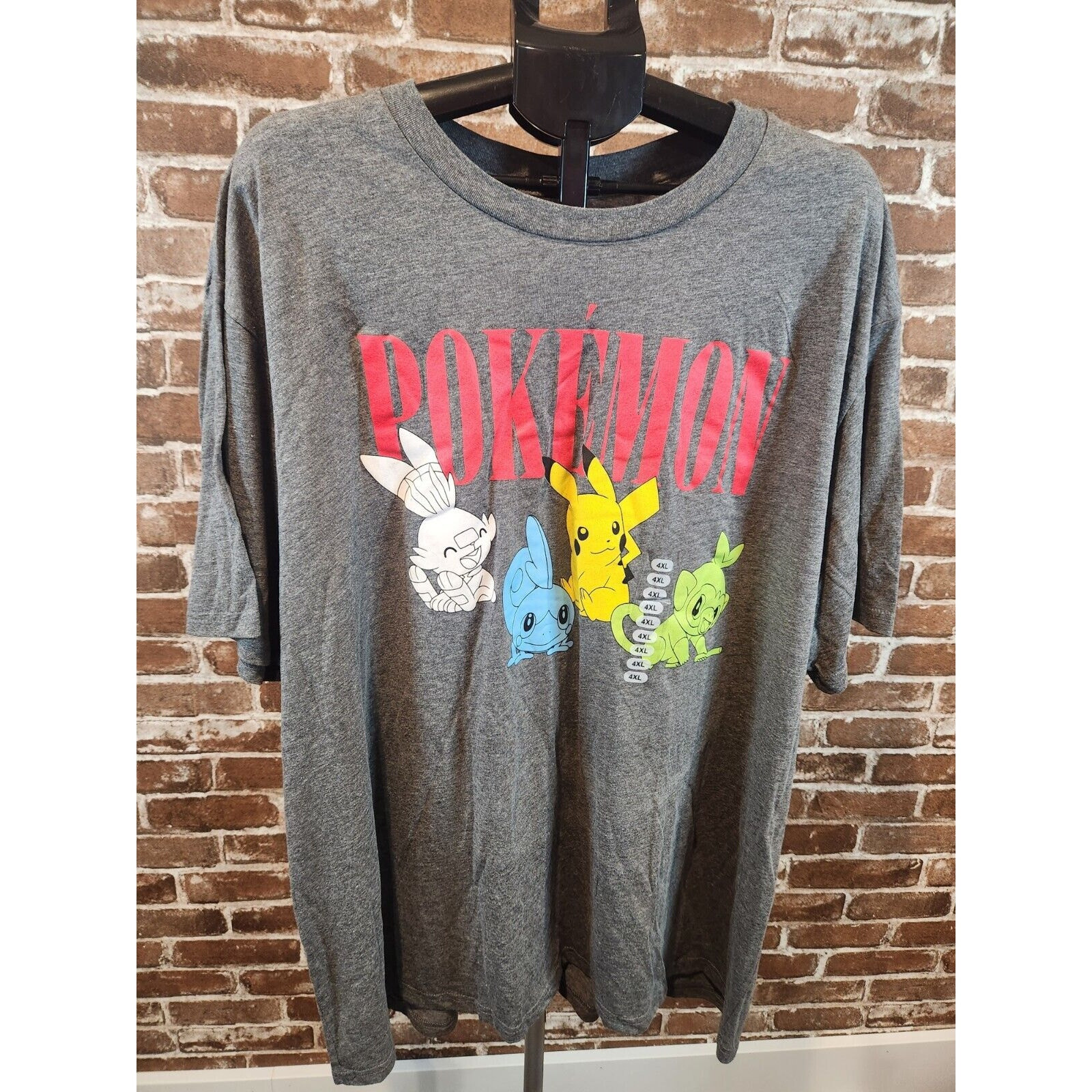 ポケモン ギャラー リージョン スターター グレー 半袖 グラフィック Tシャツ サイズ 4XL NWT