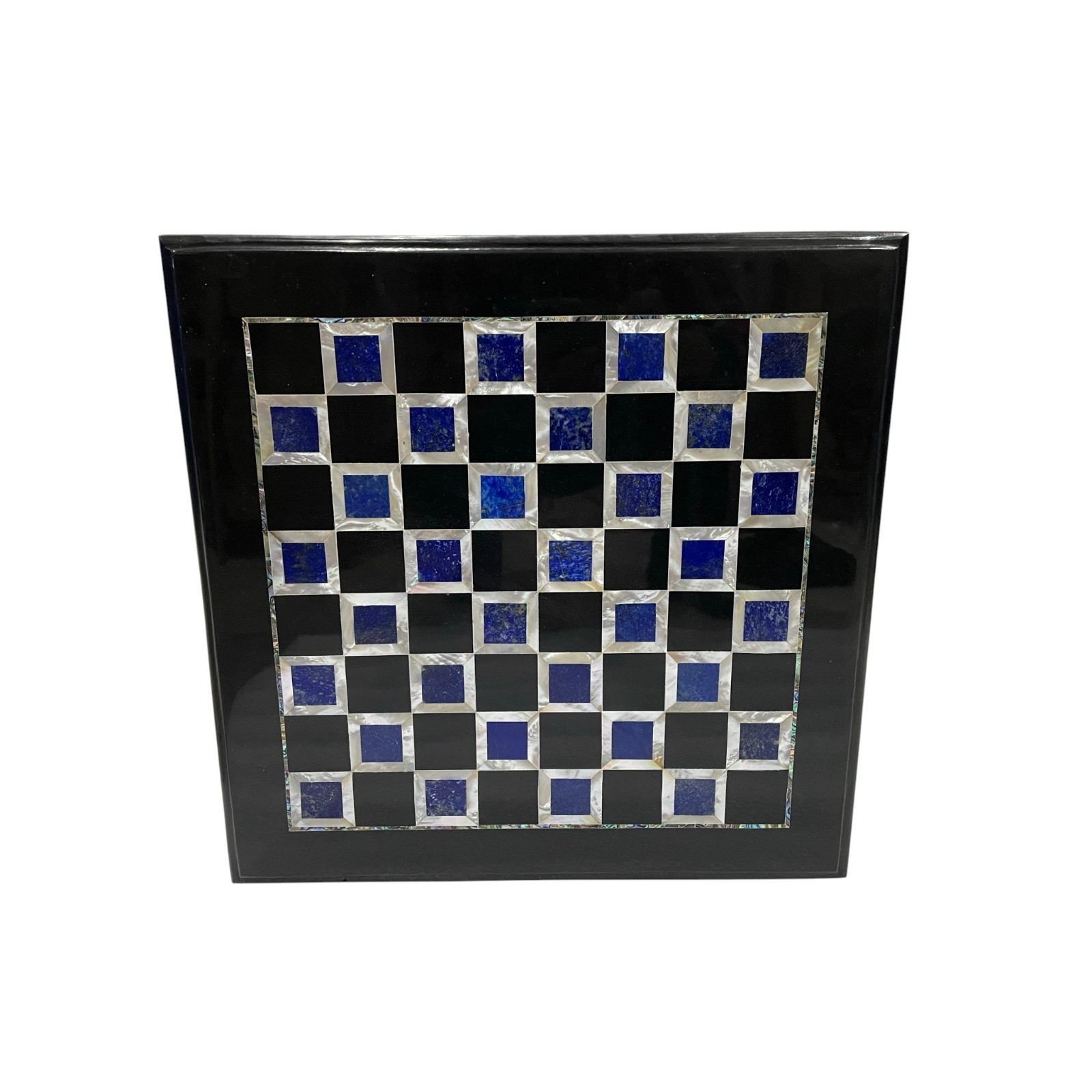 Black Marble Chess Table Top Lapis Mop Inlay Mosaic Pattern Luxury Home Decor