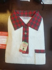 Vintage 1960's Sun Togs Berma Terrycloth Plaid Collared Shirt Size Medium