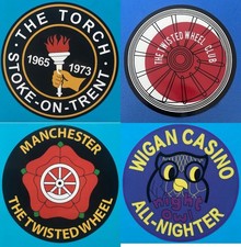 NORTHERN SOUL VINYL STICKER SET 4 - 4x WHEEL WIGAN TORCH - 100MM DIA STICKERS