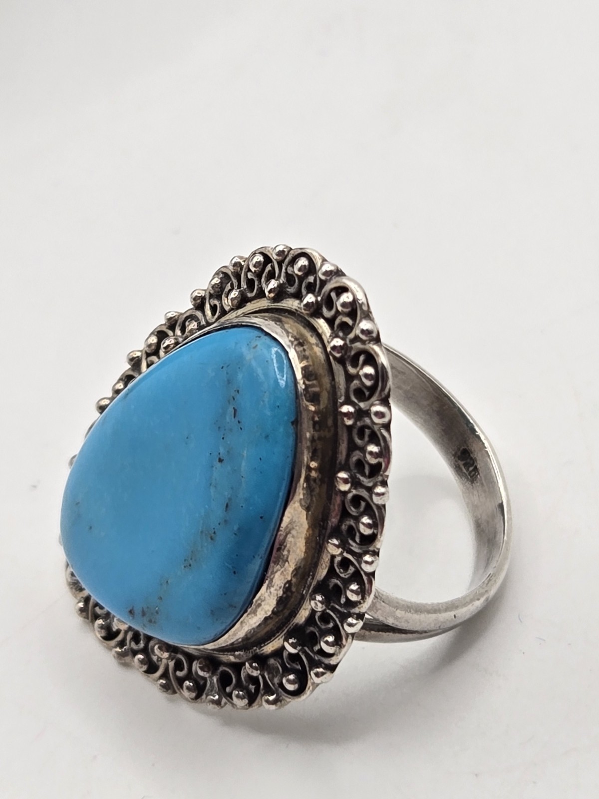Large Sterling Silver Turquoise Statement Ring Bo… - image 11
