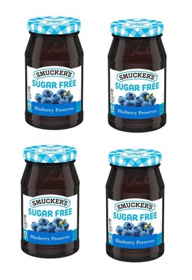 4 Pack Smucker's Sugar Free Blueberry Preserves 12.75 oz Reduced Calorie Fruit