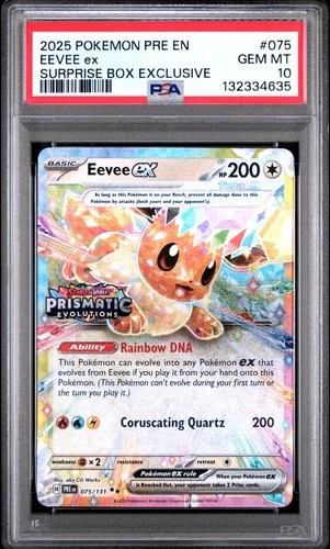 2025 POKEMON PRE EN-PRISMATIC EVOLUTIONS SURPRISE BOX EXCLUSIVE EEVEE EX PSA 10
