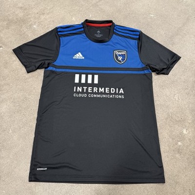 San Jose Quakes Men M Black Blue Adidas MLS Soccer Earthquakes Futbol AEROREADY