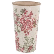 Shudehill Giftware Misty Garden Pink Tapered Ceramic Vase, Pink Floral Design