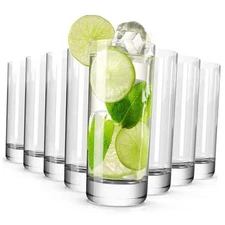Drinking Glasses Set of 8, 13oz Glass Cups Set,Highball Glass for Kitchen, 