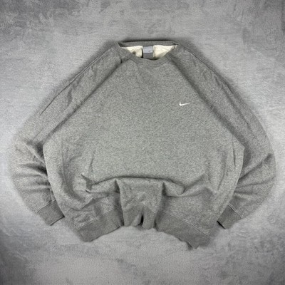 Vintage Nike 2000er Y2K Grau Mini Swoosh Gr. XXL Pullover Sweatshirt
