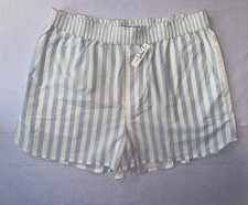 Madewell Pull On Lounge Shorts Blue Stripe Womens Large Nautical Cotton NWT