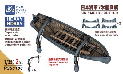 Heavy Hobby 1/350 IJN 7 Metre Cutter 2pcs  3D Printed Ship Boat Upgrade Parts