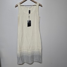 St. John Couture Dress Size 10 Cream Platinum Melange Bouclé Knit Sleeveless NWT