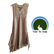 Handmade Gold Satin Lace Asymmetrical Dress XS Small F2 Fairy Grunge Whimsigoth