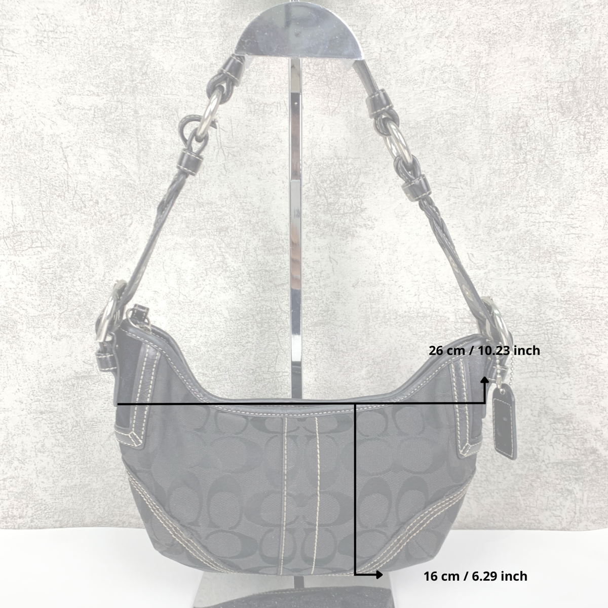 Coach Signature Monogram Black Canvas Leather Shoulder Bag Soho