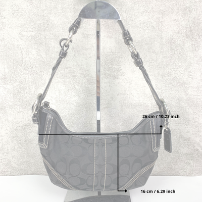 Coach Signature Monogram Black Canvas Leather Shoulder Bag Soho