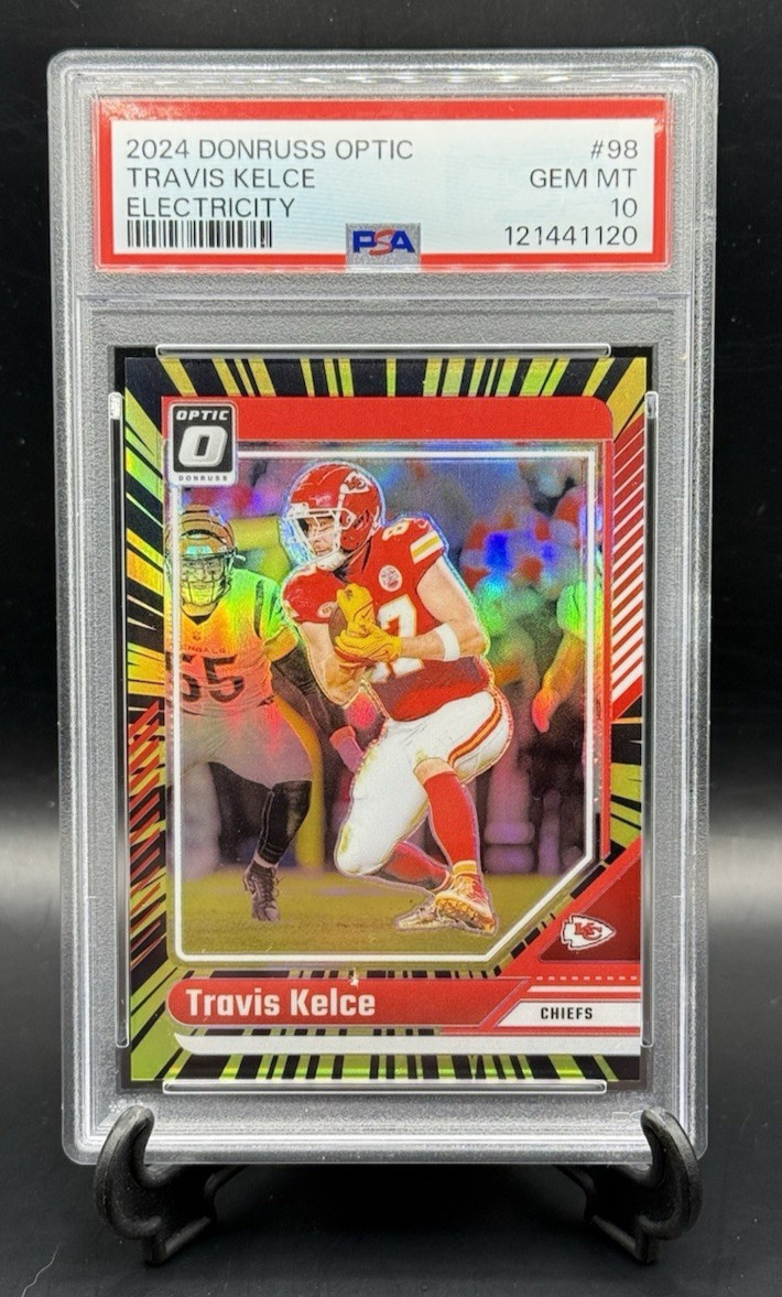 2024 Donruss Optic Travis Kelce Electricity Prizm /75 SSP #98 PSA 10 Chiefs