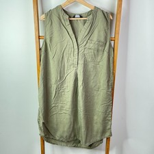 Decjuba Mini Dress Womens 12 Green Lyocell Sleeveless V-Neck Casual Pocket