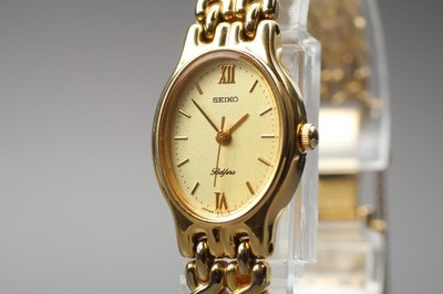 Vtg 1990 [Near MINT] Seiko Belfina 1F21-5A80 Gold Bracelet Qz