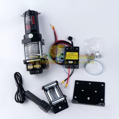 24V 4000LB Electric Winch ATV Towing Truck Trailer Boat Steel Rope Kit