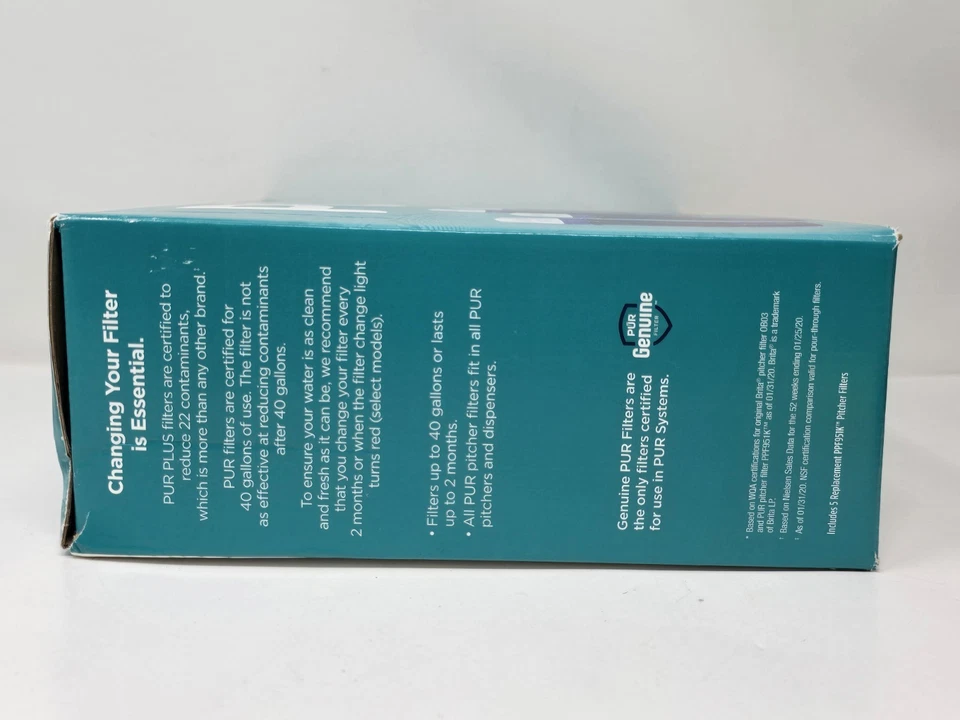 PUR PLUS PPF951K Pitcher & Dispenser Replacement Filter 5-Pack - NEW - Image 4 of 4