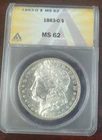 1883-O MORGAN SILVER DOLLAR ANACS MS62