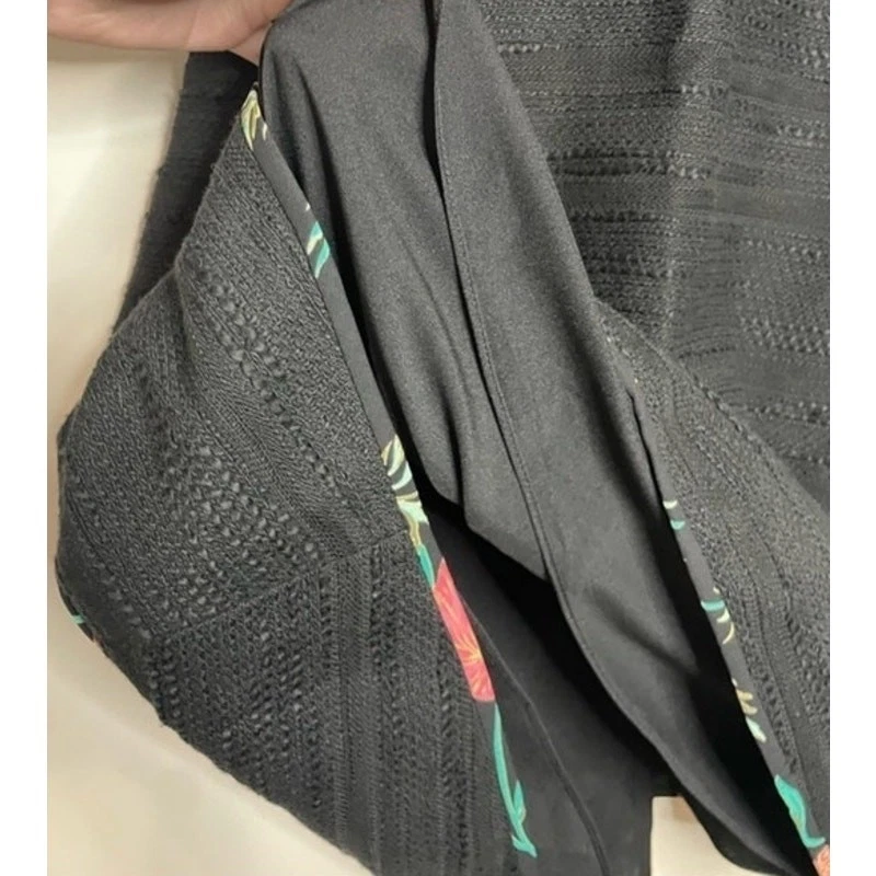 Mini abito donna Kate Spade in tweed aderente e svasato taglia 6 nero fiori nuovo senza etichette