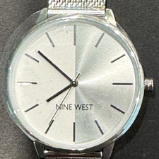 NINE WEST PC21J7 Silver Toned Women's Wrist Watch Mesh Strap - Needs Battery