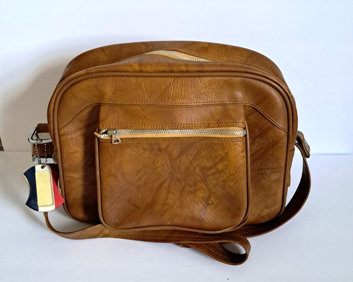 Vintage American Tourister Brown Faux Leather Carry On Tote Travel Bag