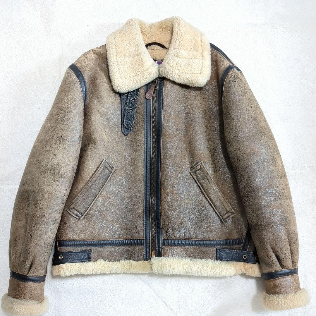 SCHOTT B3 Shearling Flight Jacket Brown Sheepskin… - image 1