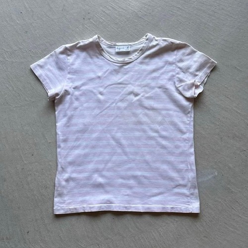 Agnès b., agnes b 90s Pink Border Stripe T Shirt Cotton Japan Shoulder 35cm Vintage Tee