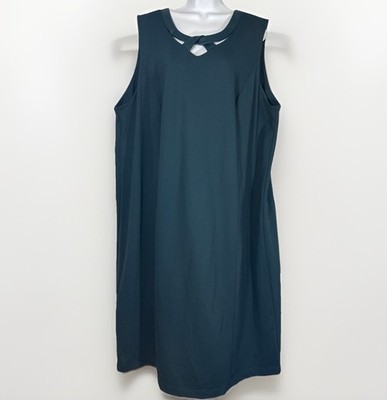 NWT Black Label Plus 3X Teal Midi Dress Faux Leather Trim Cutout Corporate Goth