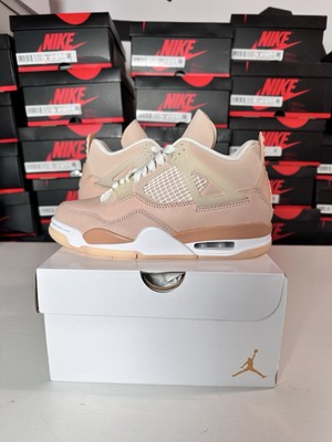Pre Owned Women s Nike Air Jordan 4 Retro Shimmer Tan White W Size 6