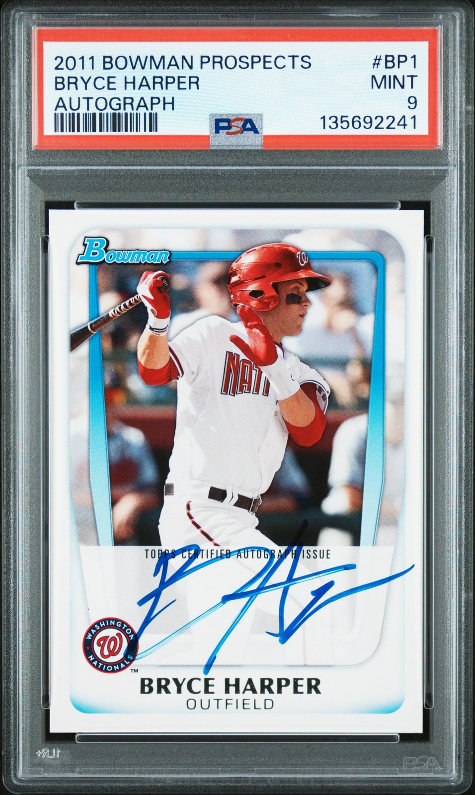 2011 BOWMAN PROSPECTS AUTO #BP1 BRYCE HARPER PSA 9