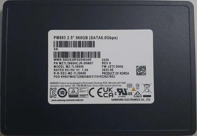Samsung PM893 (MZ7L3960HCJR-00W07) 960GB 2.5'' SATA III TLC SSD LOT