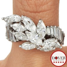 Estate 2.00cts Diamond 14K White Gold Clyster Cocktail Band Ring 5.1 Grams NR