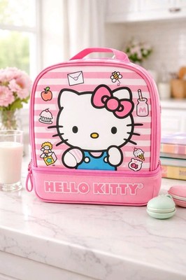 Sanrio Hello Kitty Lunch Box Lunch Bag Snack Tote Insulated Dual Compartment New
