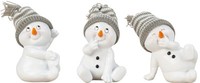 3 StüCk Schneemann Figuren Sitzend 11,5Cm Weihnachten Deko Dekofigur Winterdeko