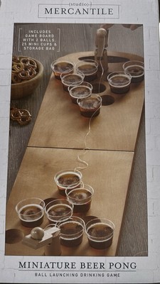 Studio Mercantile Mini Beer Pong Party Game: Board/Balls/Cups/Storage Bag NEW