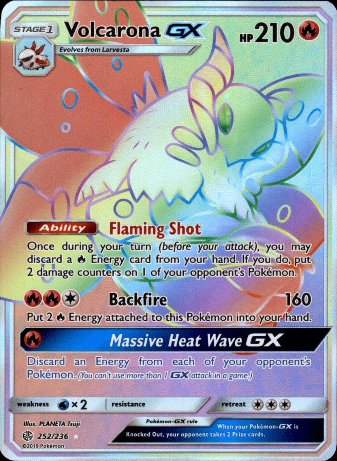 Volcarona GX 252/236 Holo - Pokemon SM Cosmic Eclipse - NM