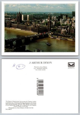 London Palace of Westminster Big Ben Thames River Bridge Postcard J. Arthur
