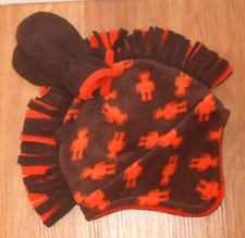 BOYS WONDER KIDS BROWN & ORANGE PRINT POLAR FLEECE MOHAWK SET - TOODLER OSFM