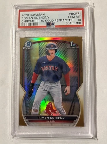 2023 Bowman Chrome 1st Roman Anthony True Gold Refractor #/50 PSA 10 Red Sox