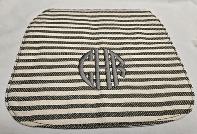 Thirty-One Studio Flap Olive Twill Stripe - Brand New! Monogramed ''CRH''