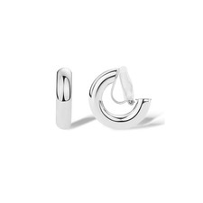FAN LOUIS Silver Clip On Hoop Earrings for Women, Chunky Small Open