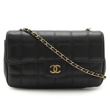 Chanel Leather Chocobar Coco Mark Shoulder Bag Women Black One Size