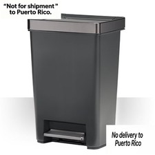 12.4 Gallon Step Trash Bin, Plastic, SS Steel Rim Lid, Charcoal