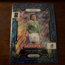 2026 Panini Prizm Monopoly FIFA World Cup Hugo Sanchez #56 Blue Wave Prizm SP