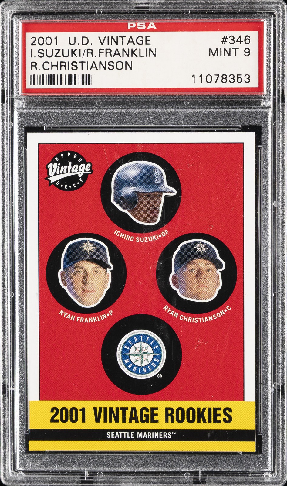 2001 UD VINTAGE R.CHRISTIANSON #346 I.SUZUKI/R.FRANKLIN ROOKIE RC PSA 9