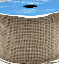 Brown Burlap Wired Edge Ribbon 2.5  x 15   Wedding Fall Farm Beach Summer
